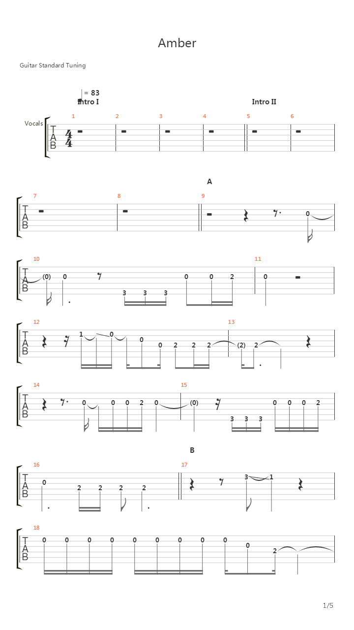 Amber吉他谱