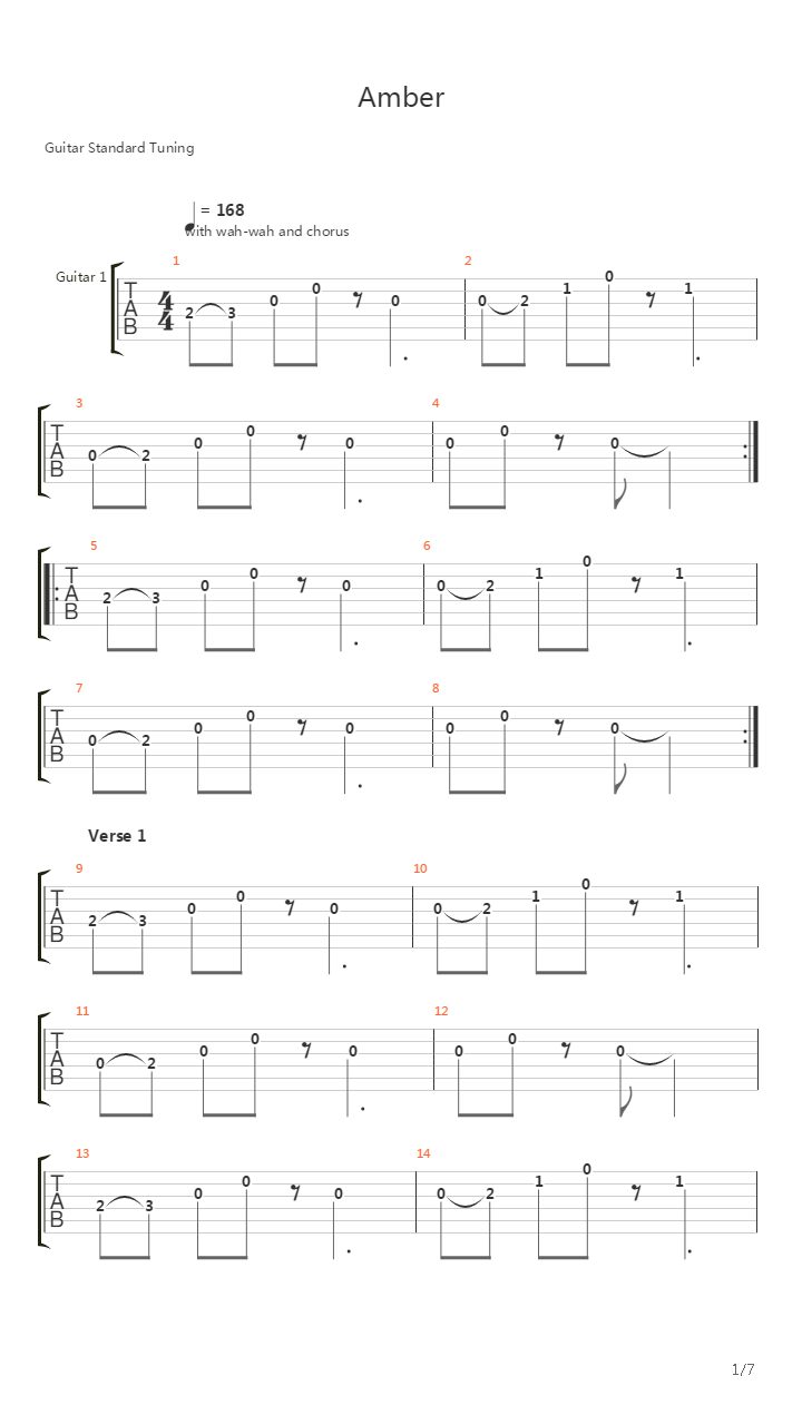 Amber吉他谱