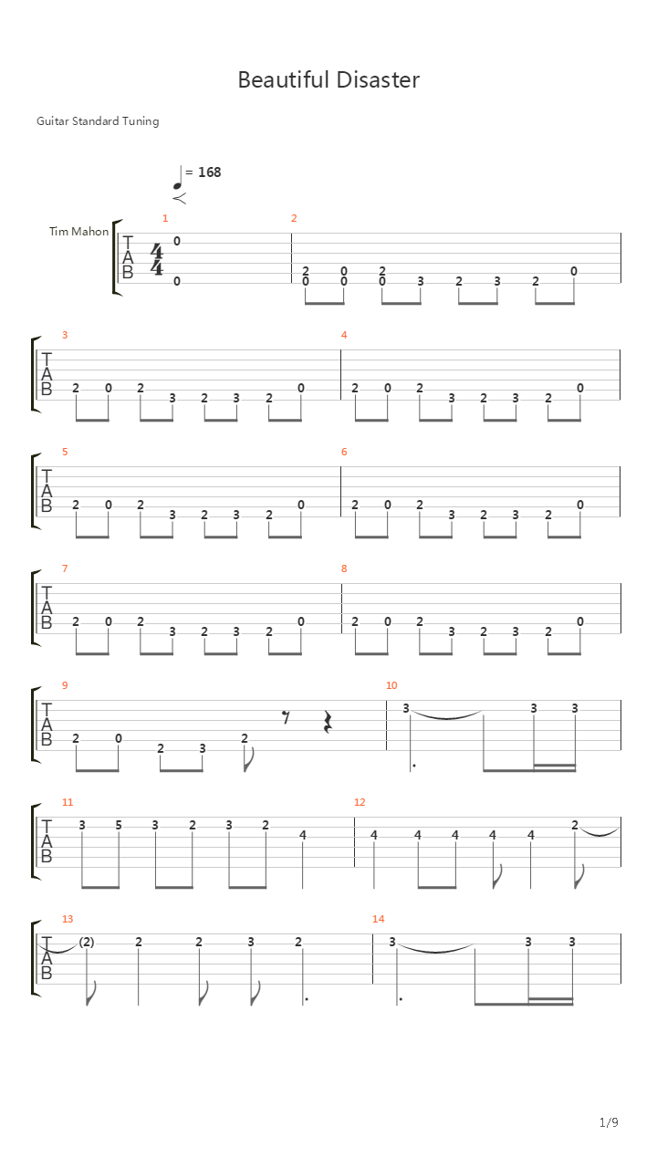 Beautiful Disaster吉他谱