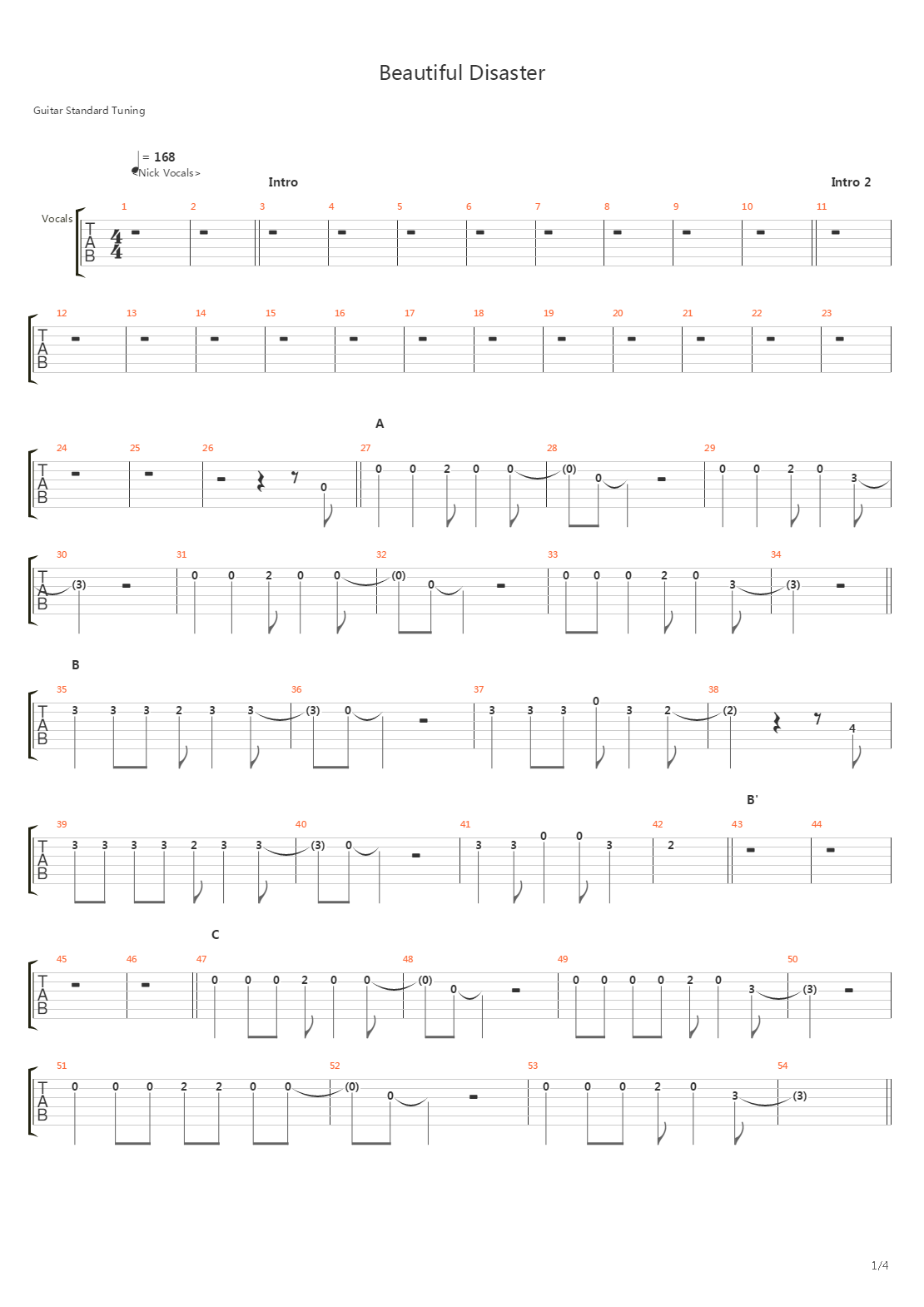 Beautiful Disaster吉他谱