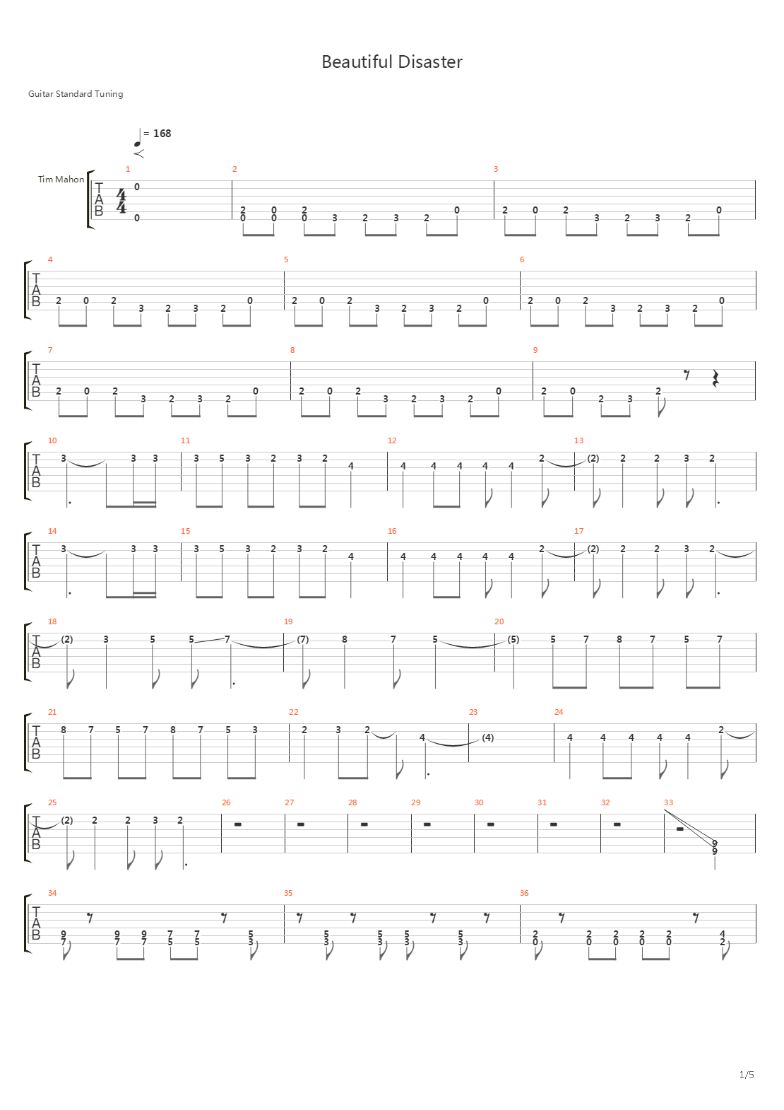 Beautiful Disaster吉他谱