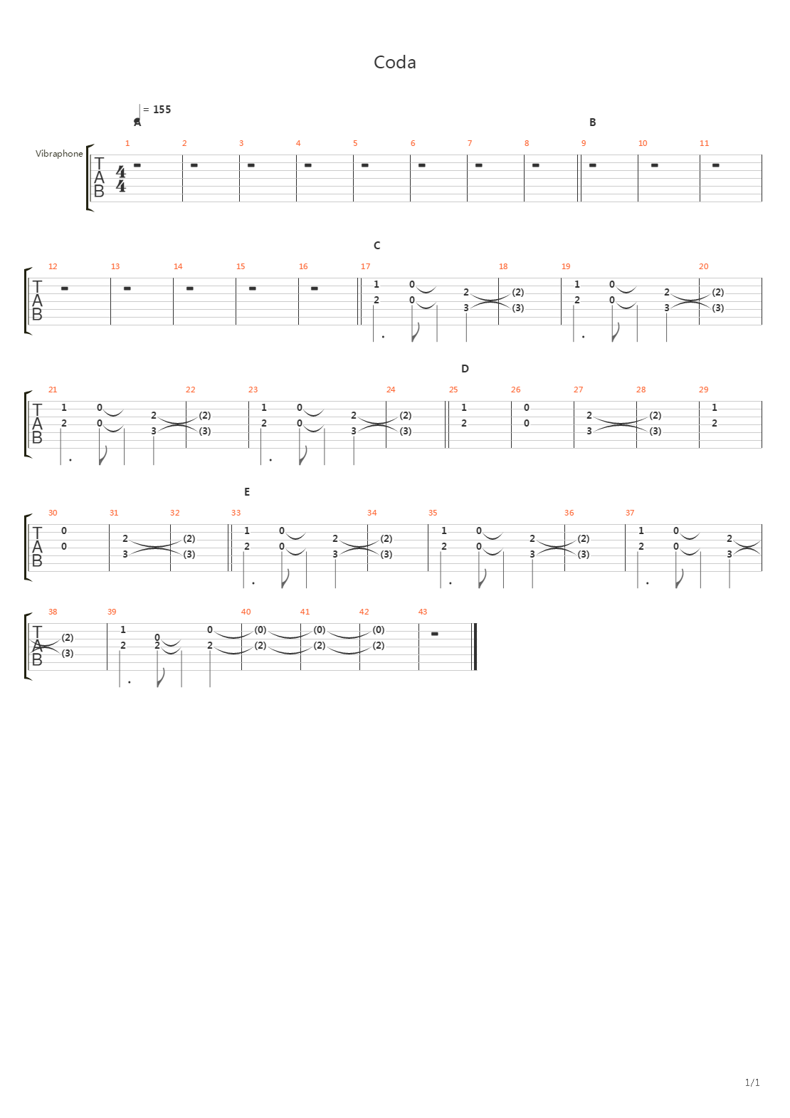 Coda吉他谱