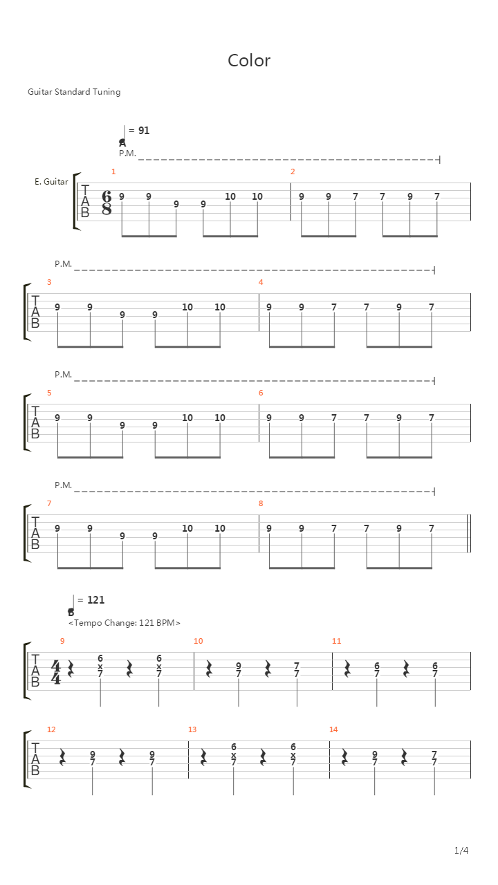 Color吉他谱