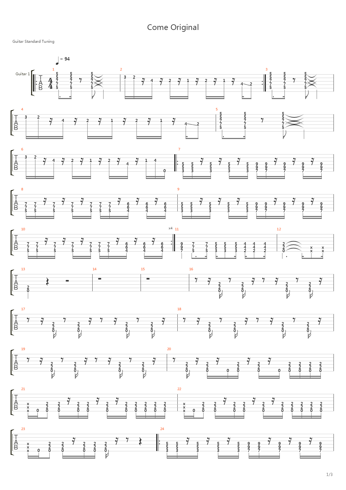 Come Original吉他谱