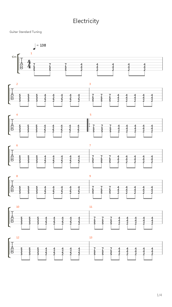 Electricity吉他谱
