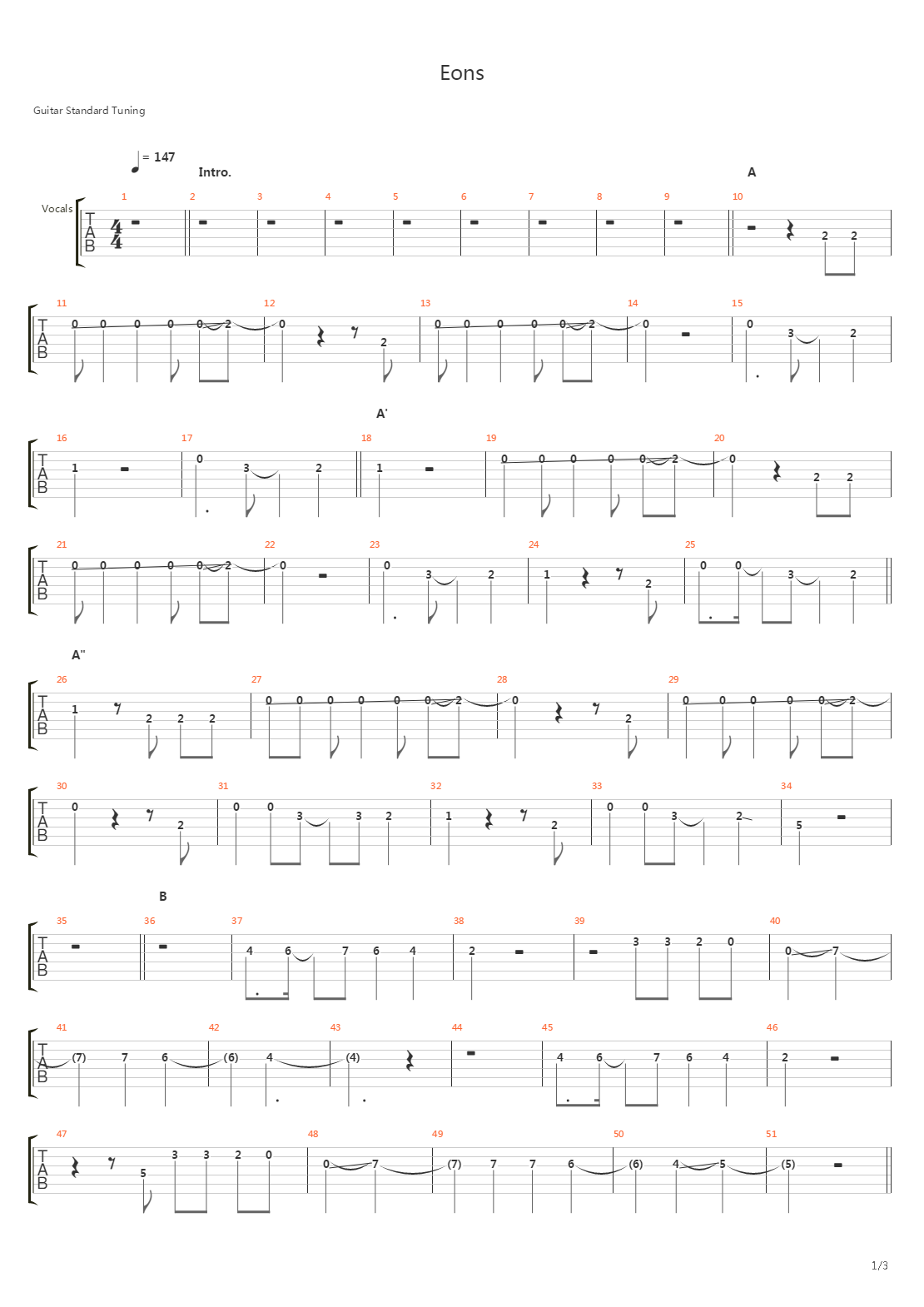 Eons吉他谱
