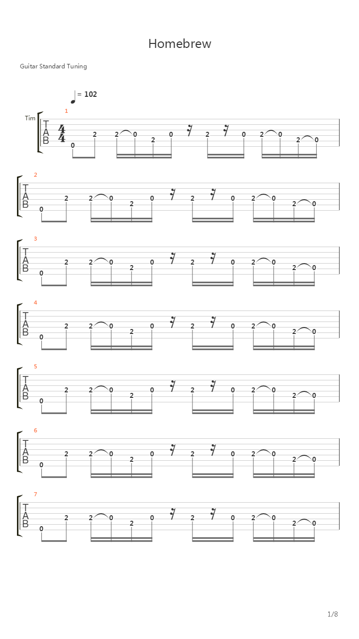 Homebrew吉他谱