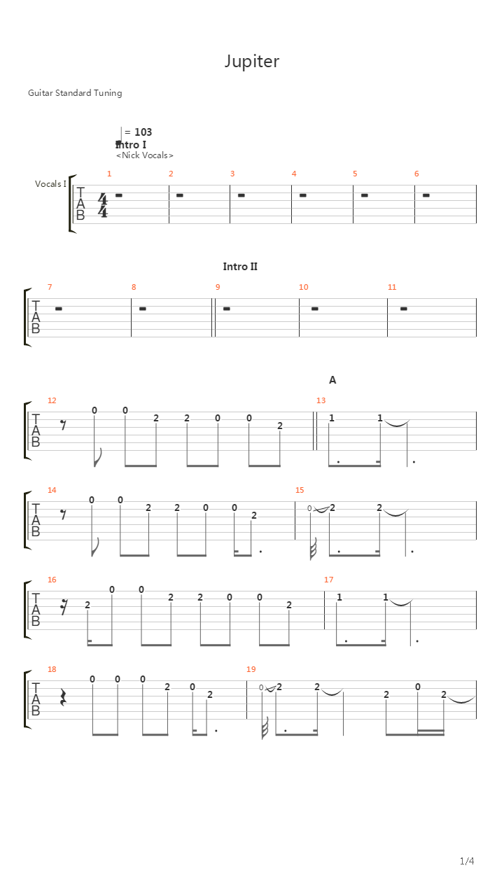 Jupiter吉他谱