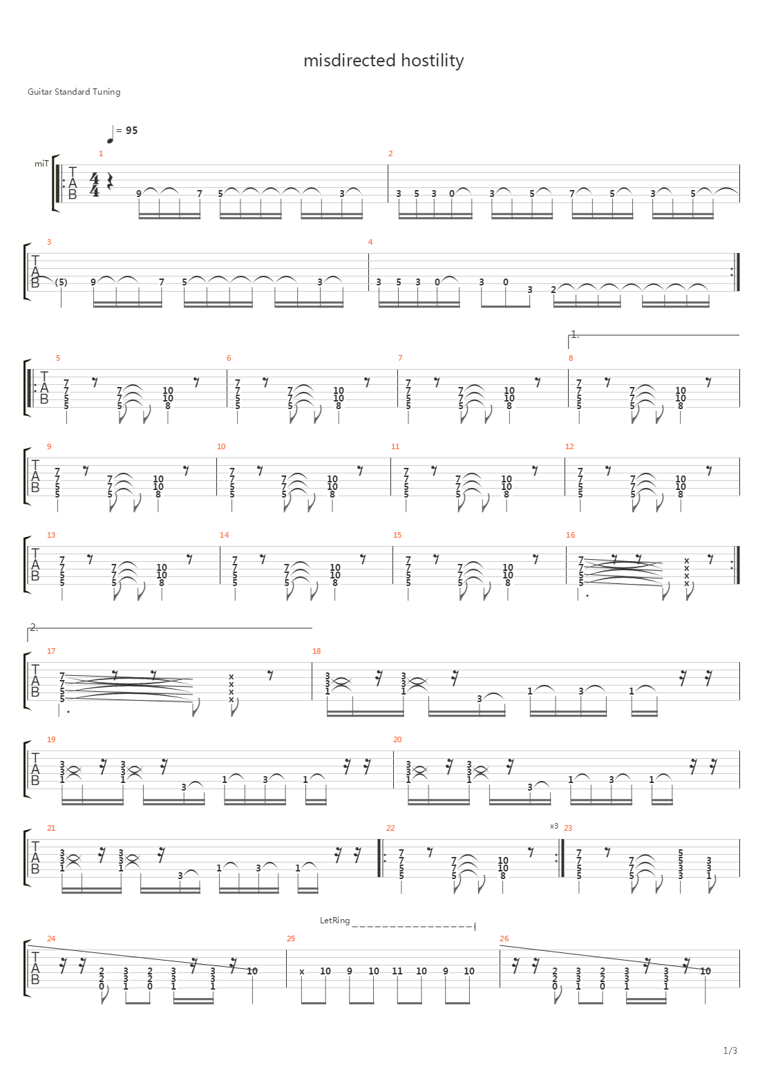 Misdirected Hostility吉他谱
