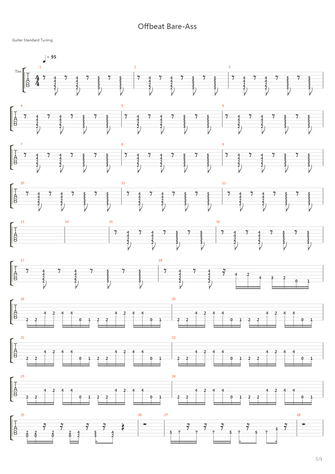 Offbeat Bare Ass吉他谱