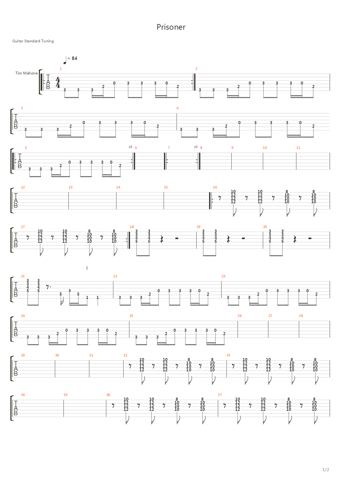 Prisoner吉他谱