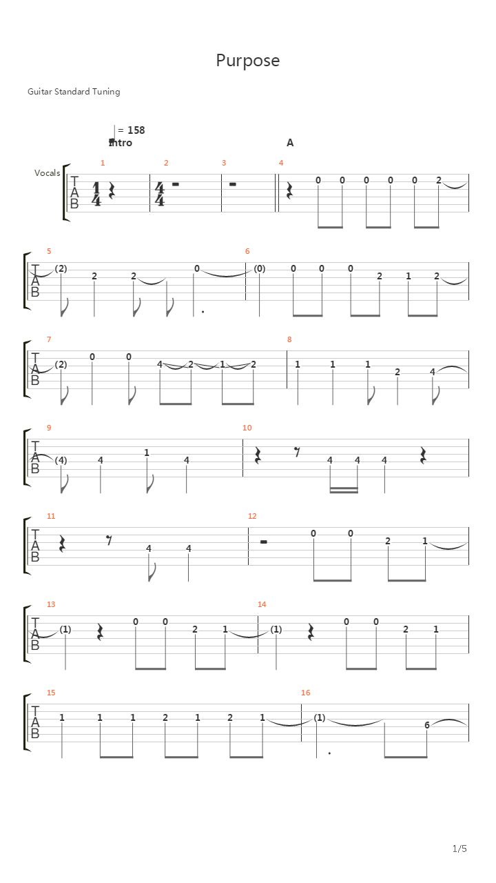 Purpose吉他谱