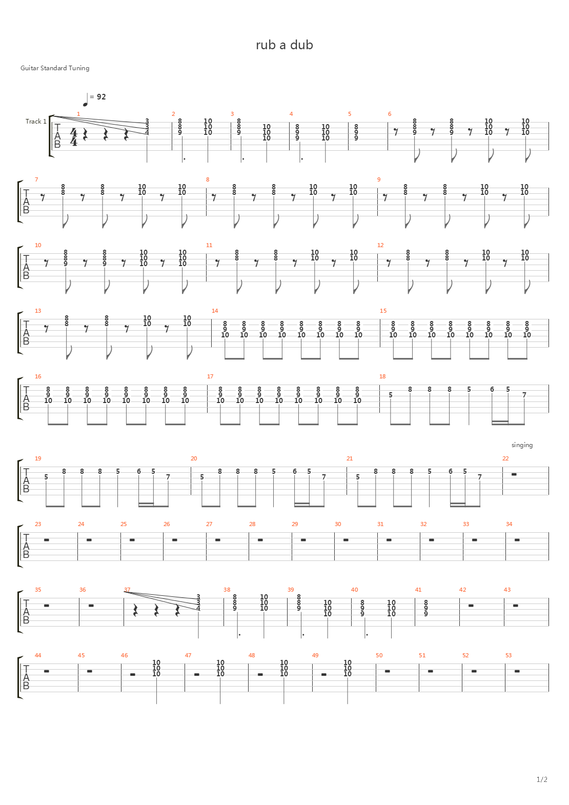 Rub A Dub吉他谱
