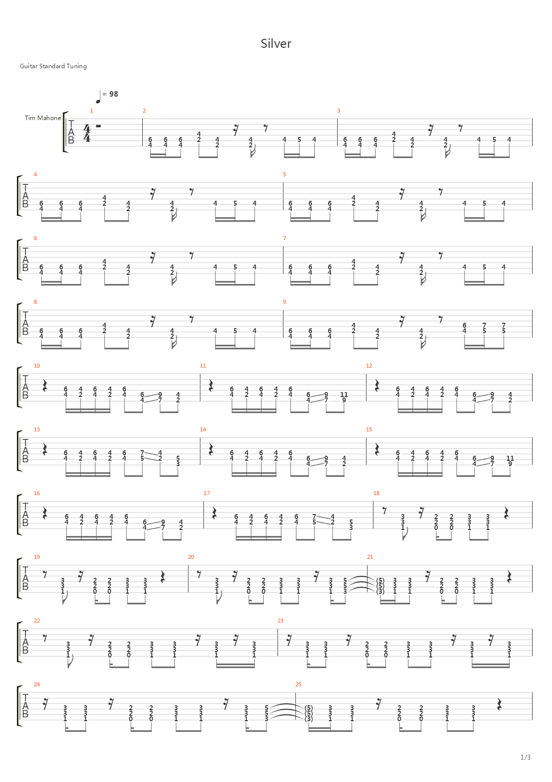 Silver吉他谱