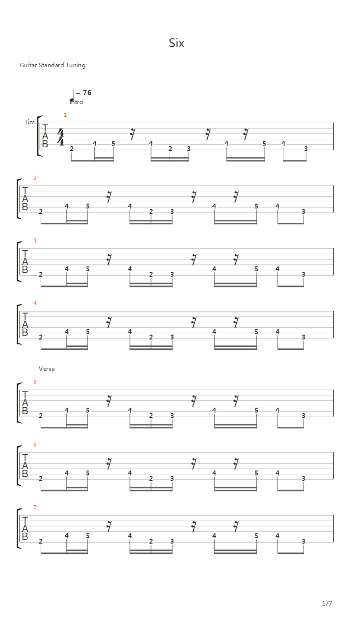 Six吉他谱