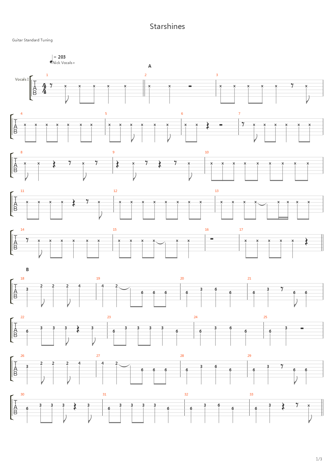 Starshines吉他谱