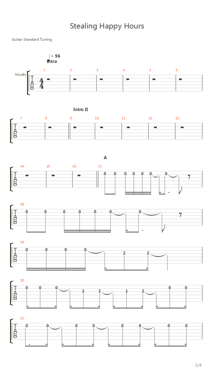 Stealing Happy Hours吉他谱
