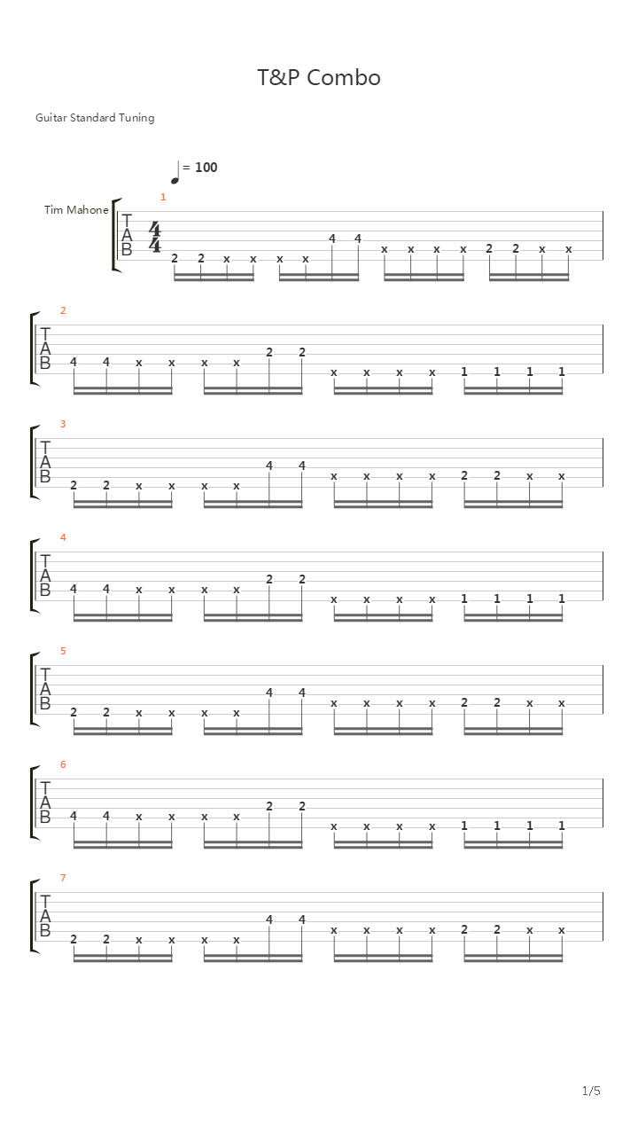 T And P Combo吉他谱