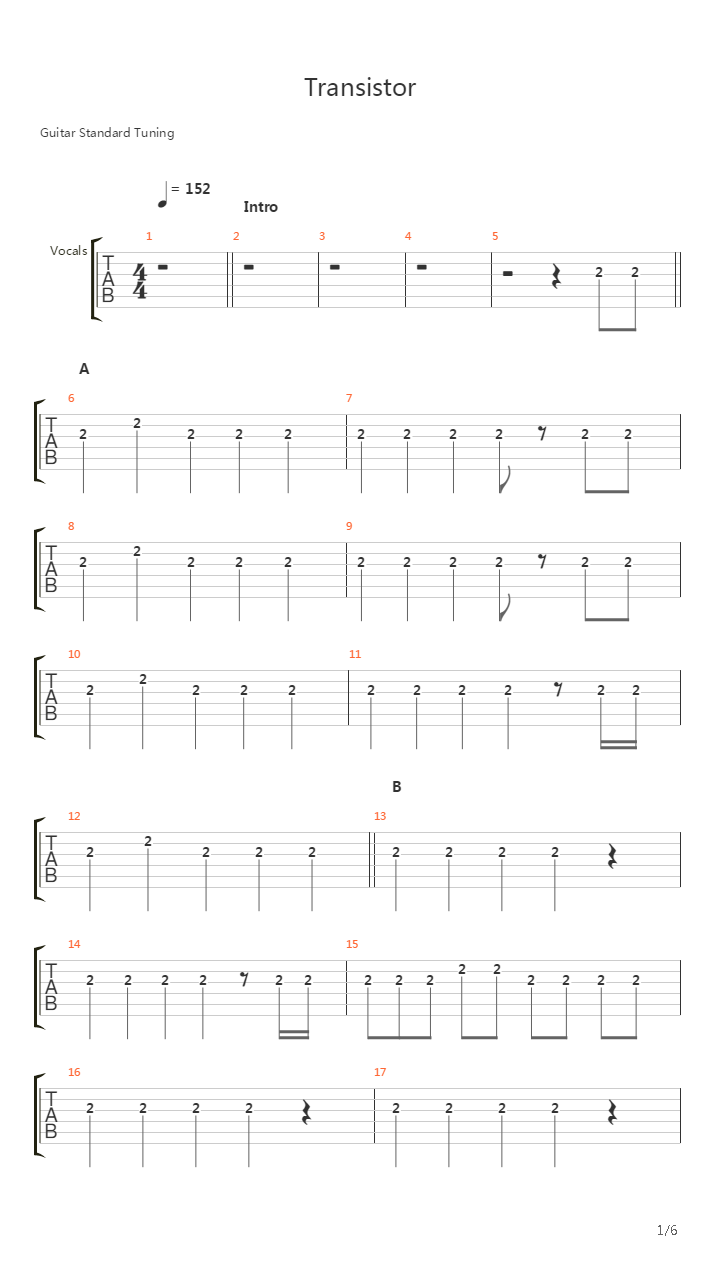 Transistor吉他谱