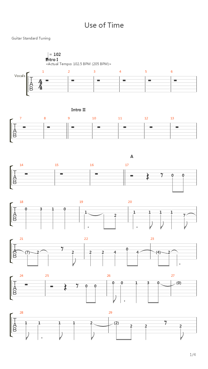 Use Of Time吉他谱