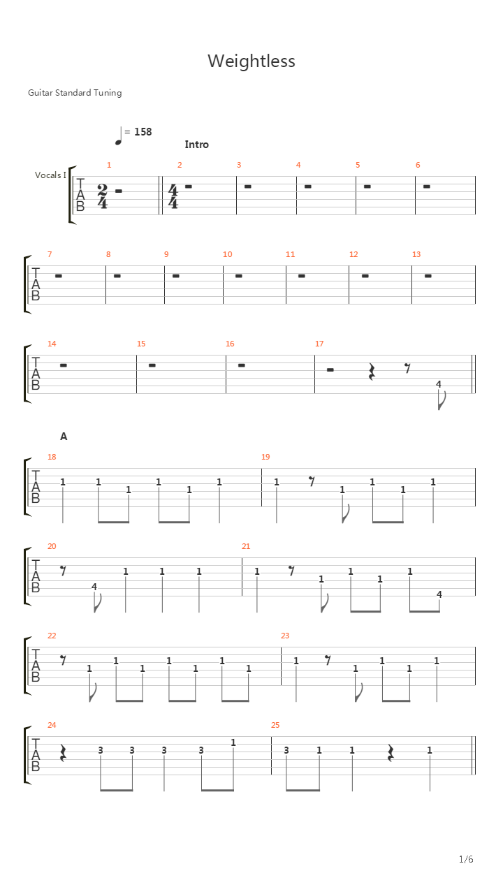 Weightless吉他谱