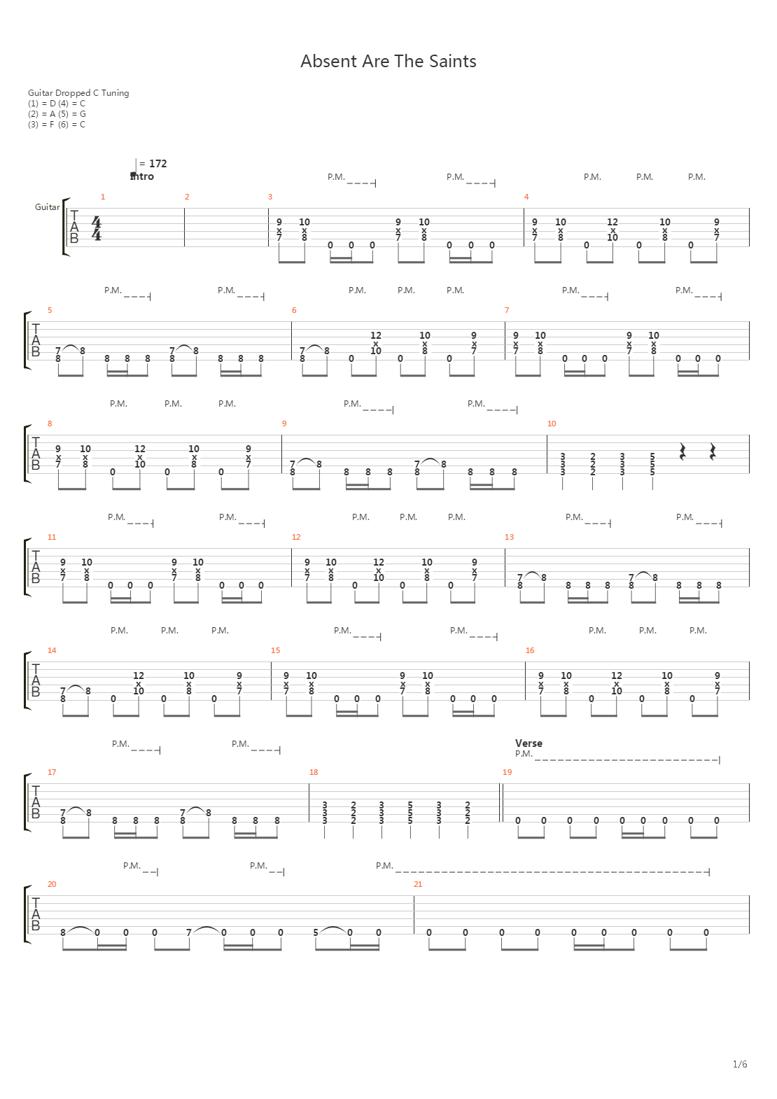 Absent Are The Saints吉他谱