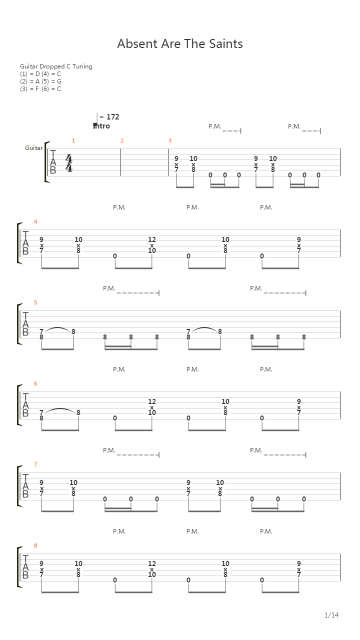 Absent Are The Saints吉他谱