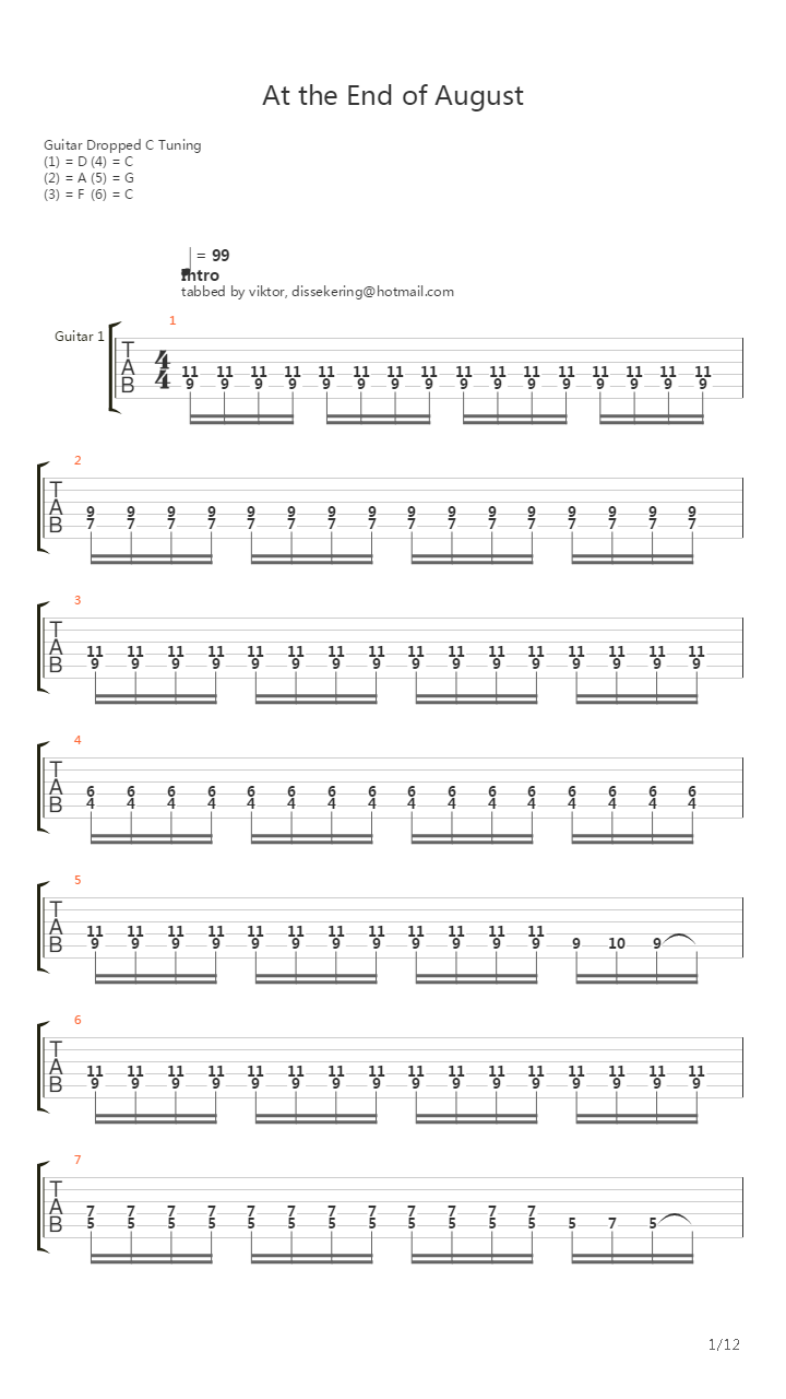 At The End Of August吉他谱