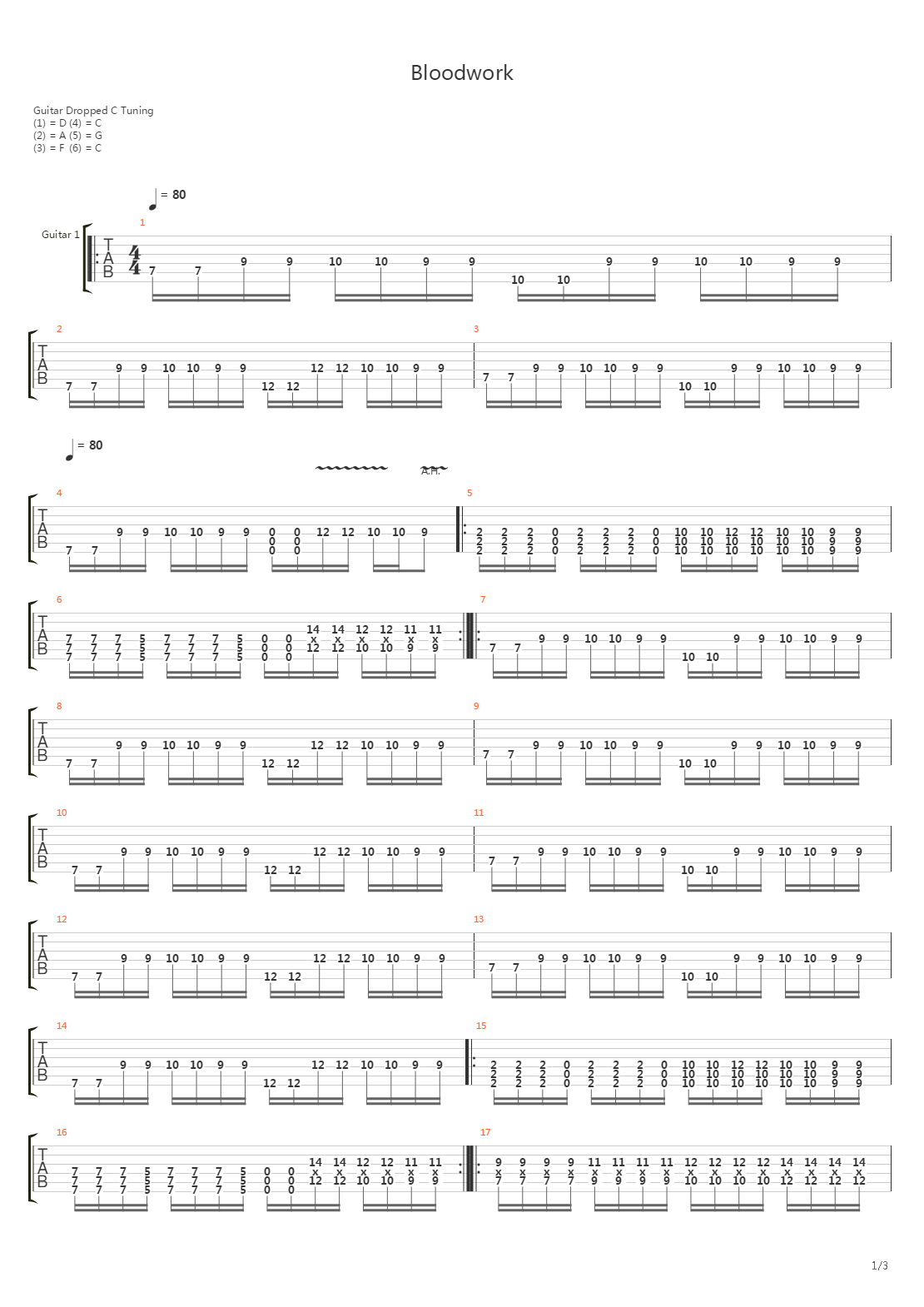 Bloodwork吉他谱