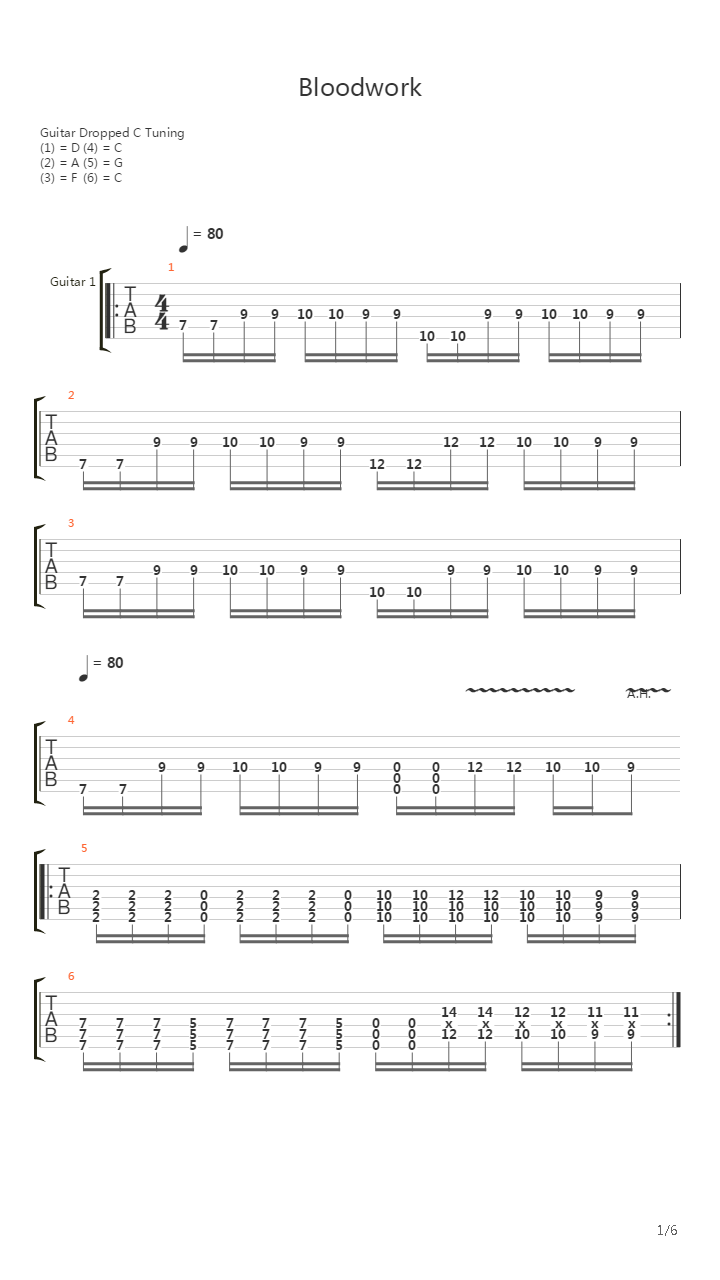 Bloodwork吉他谱