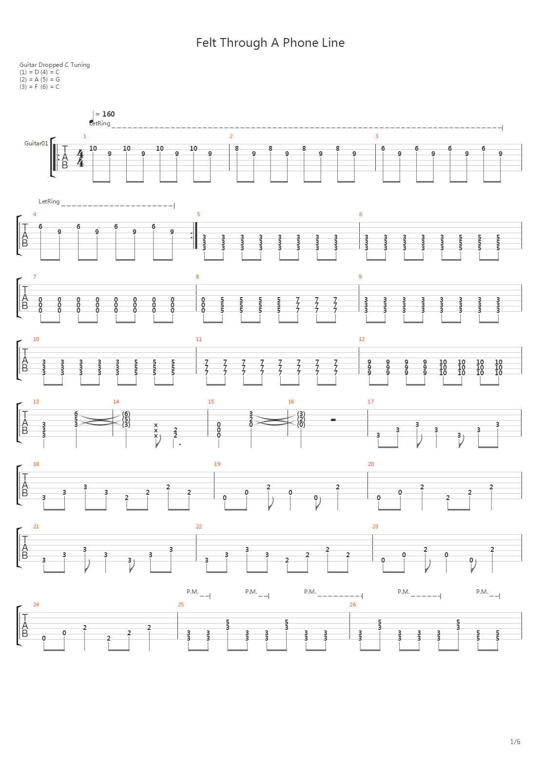 Felt Through A Phone Line吉他谱