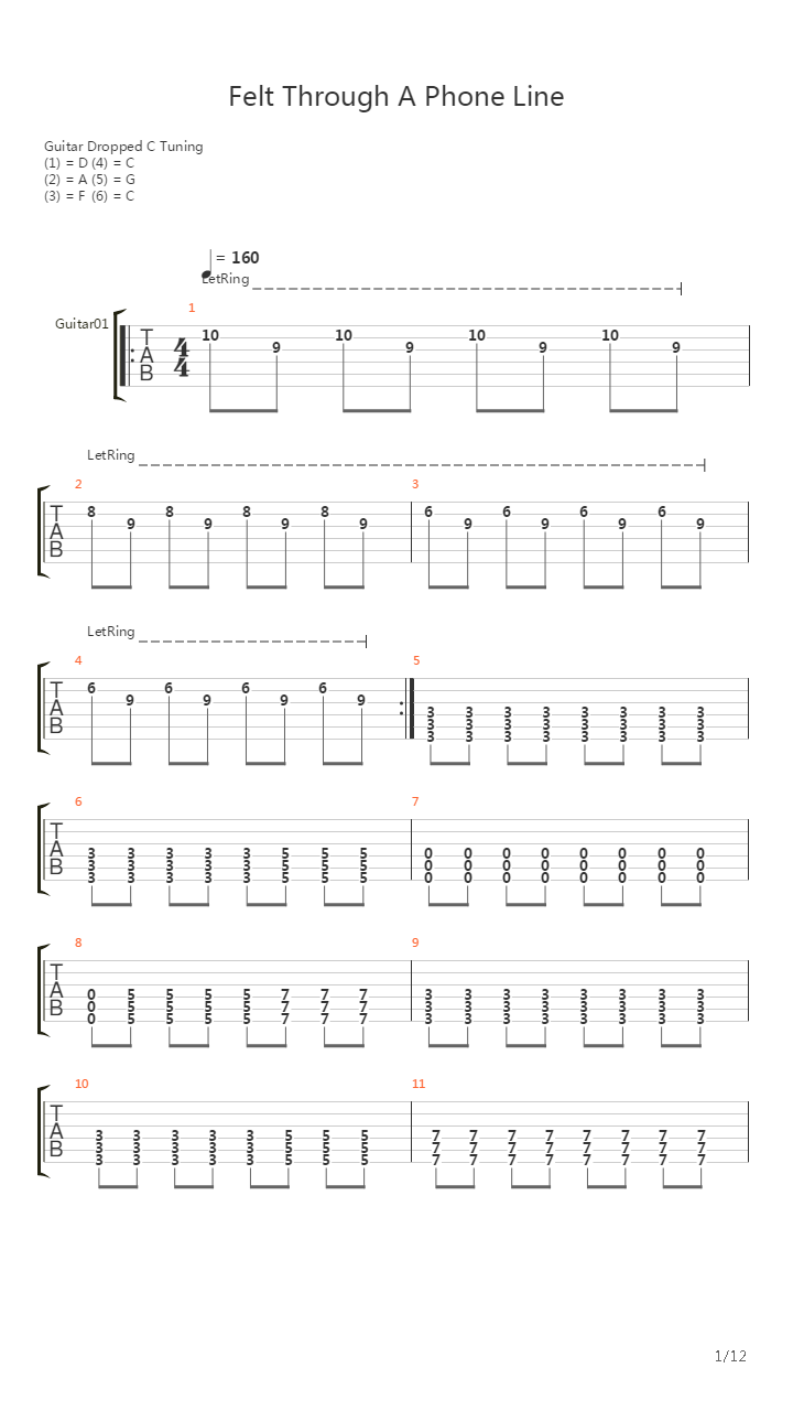 Felt Through A Phone Line吉他谱