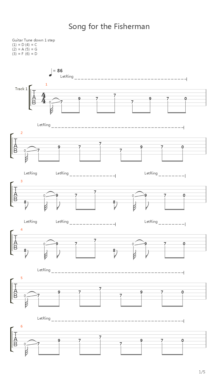 Song For The Fisherman吉他谱