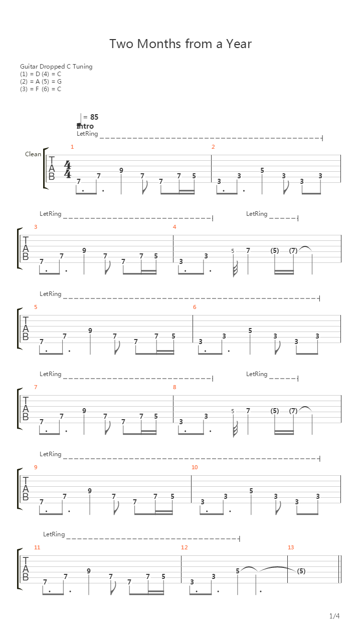 Two Months From A Year吉他谱