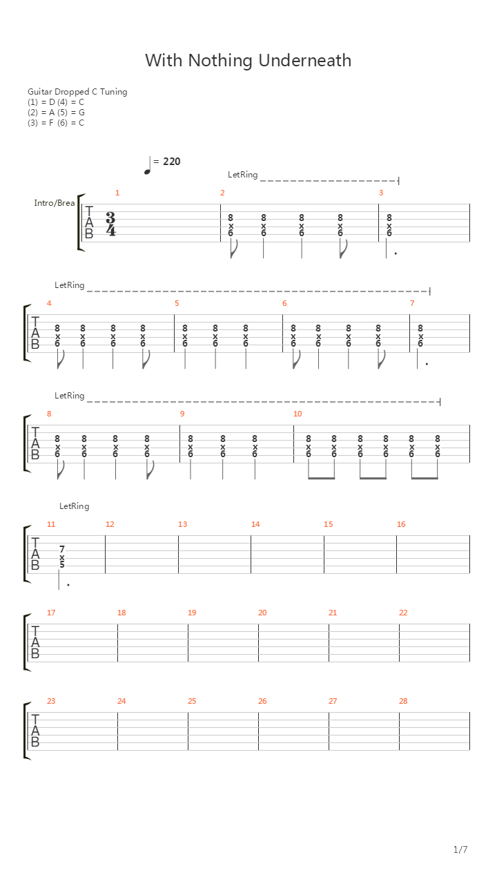 With Nothing Underneath吉他谱