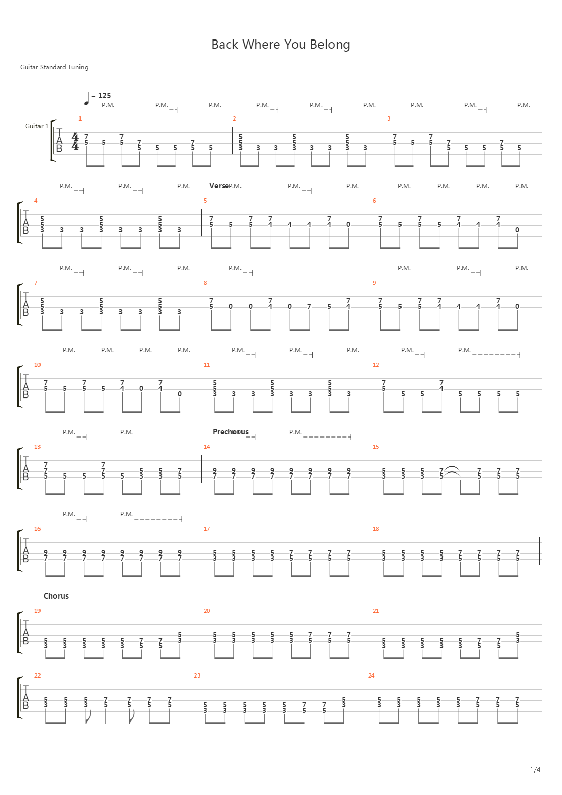 Back Where You Belong吉他谱