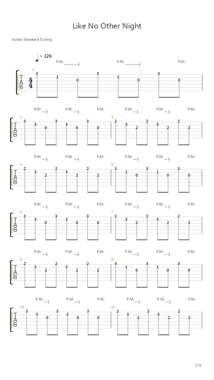 Like No Other Night吉他谱