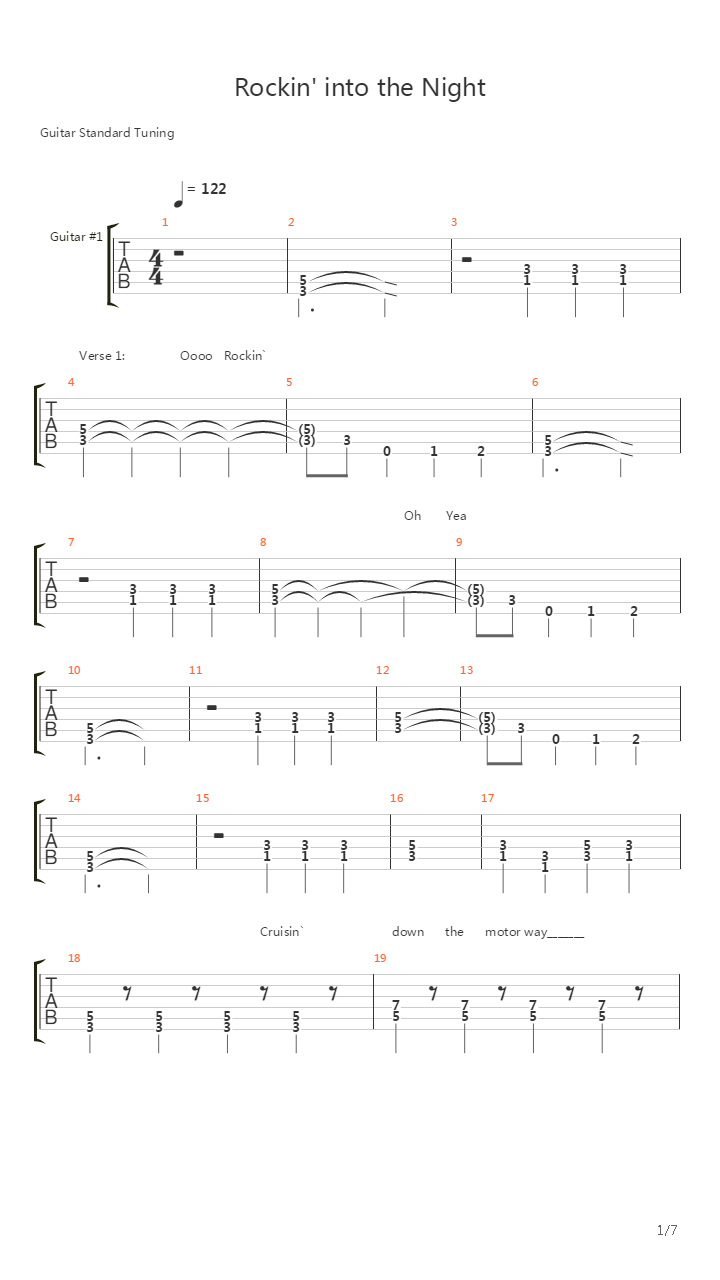 Rockin Into The Night吉他谱