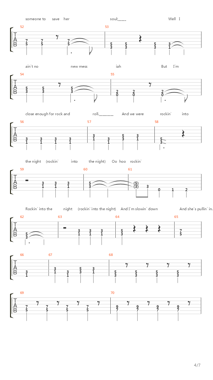 Rockin Into The Night吉他谱