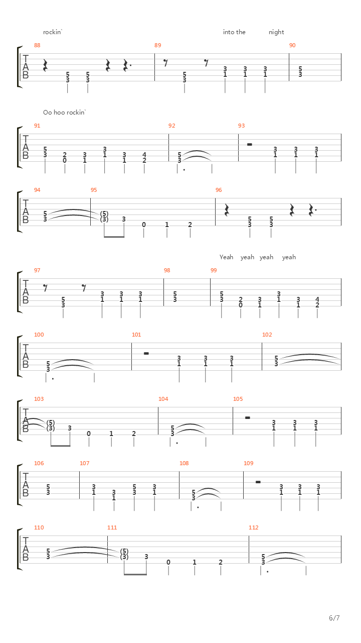 Rockin Into The Night吉他谱