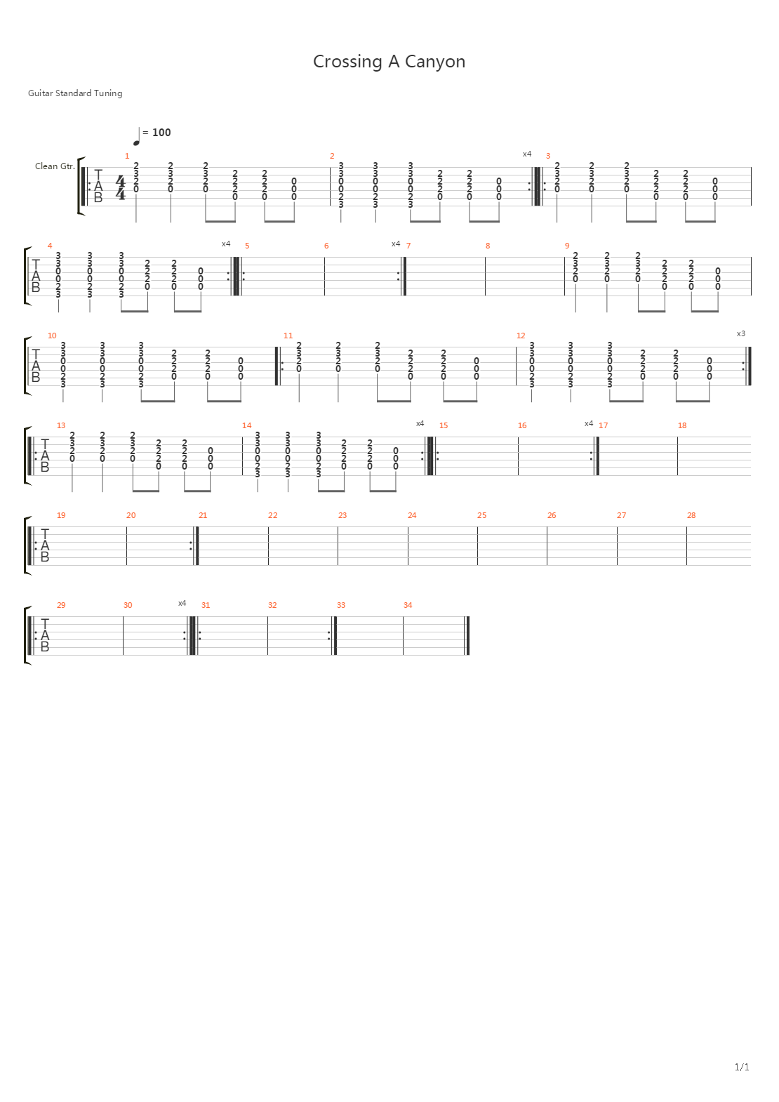 Crossing A Canyon吉他谱