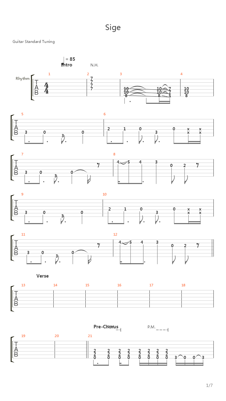Sige吉他谱