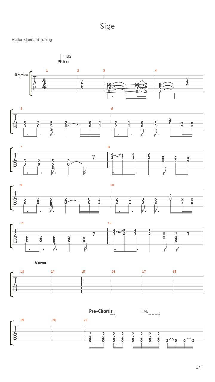 Sige吉他谱