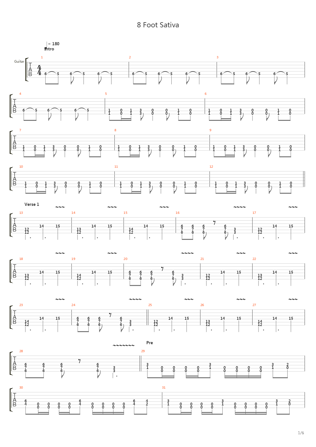 8 Foot Sativa吉他谱