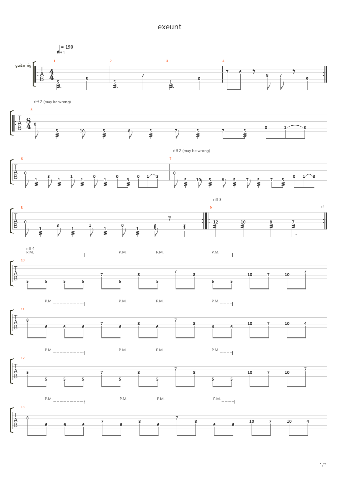 Exeunt吉他谱