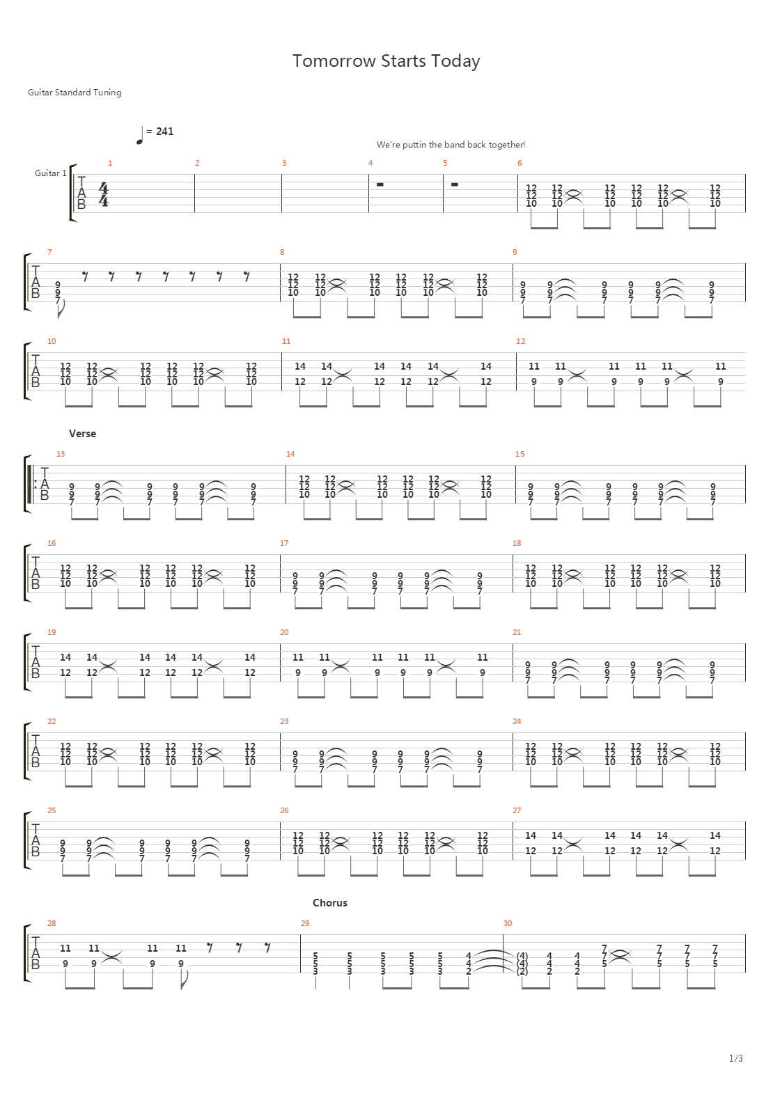 Tomorrow Starts Today吉他谱