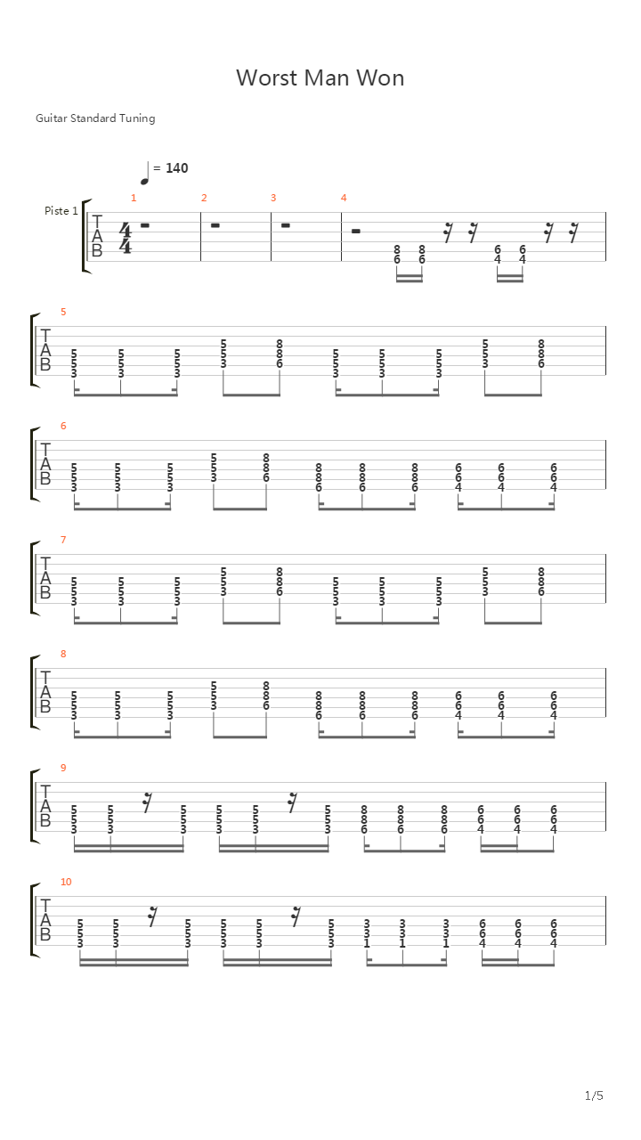 Worst Man Won吉他谱