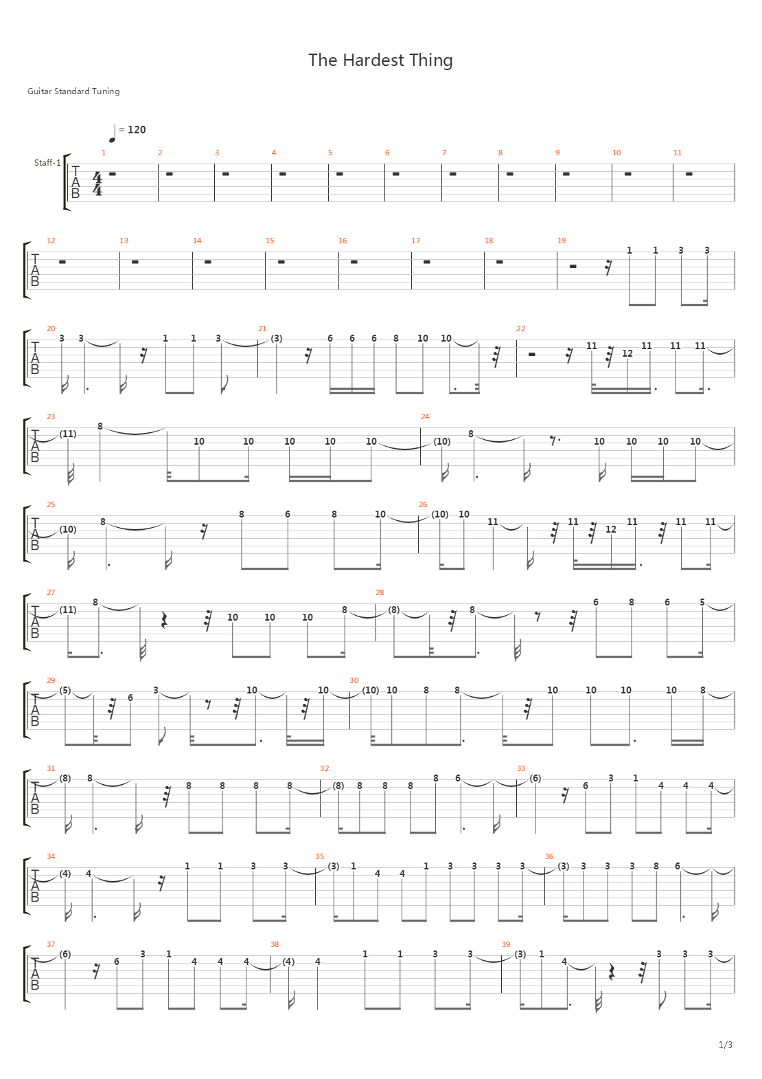 The Hardest Thing吉他谱