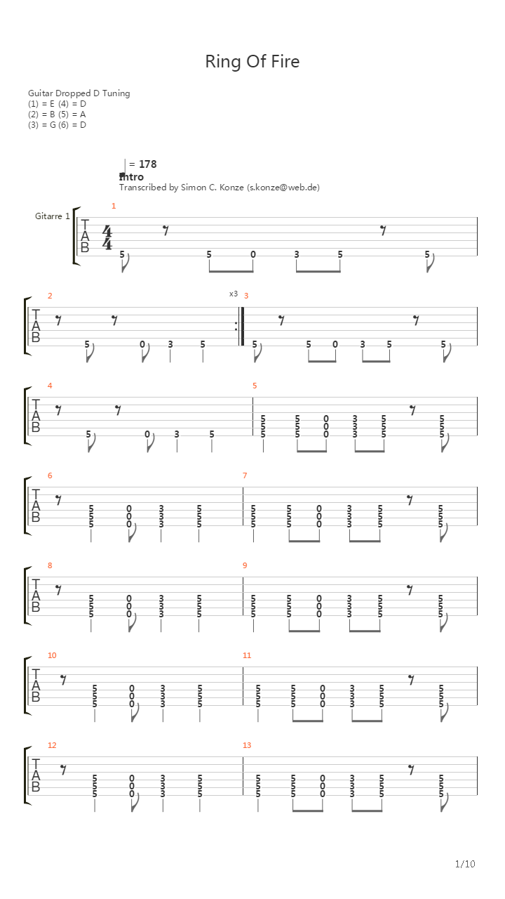 Ring Of Fire吉他谱