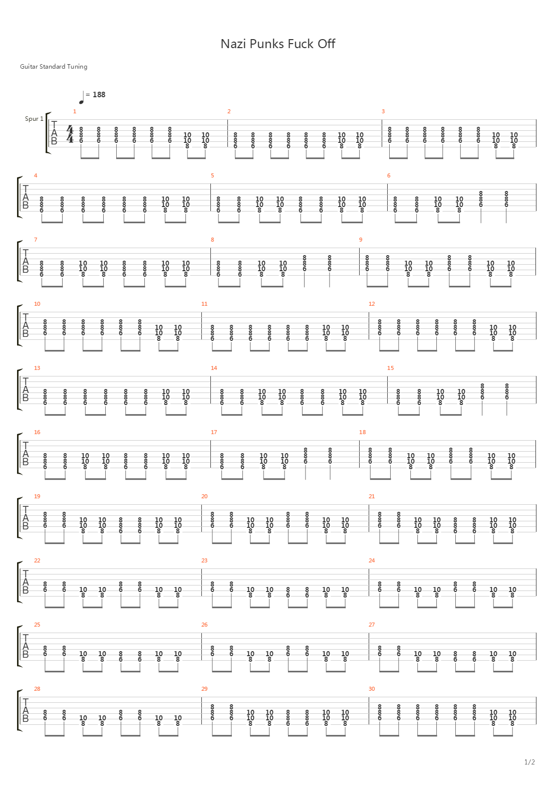 Nazi Punks Fuck Off吉他谱